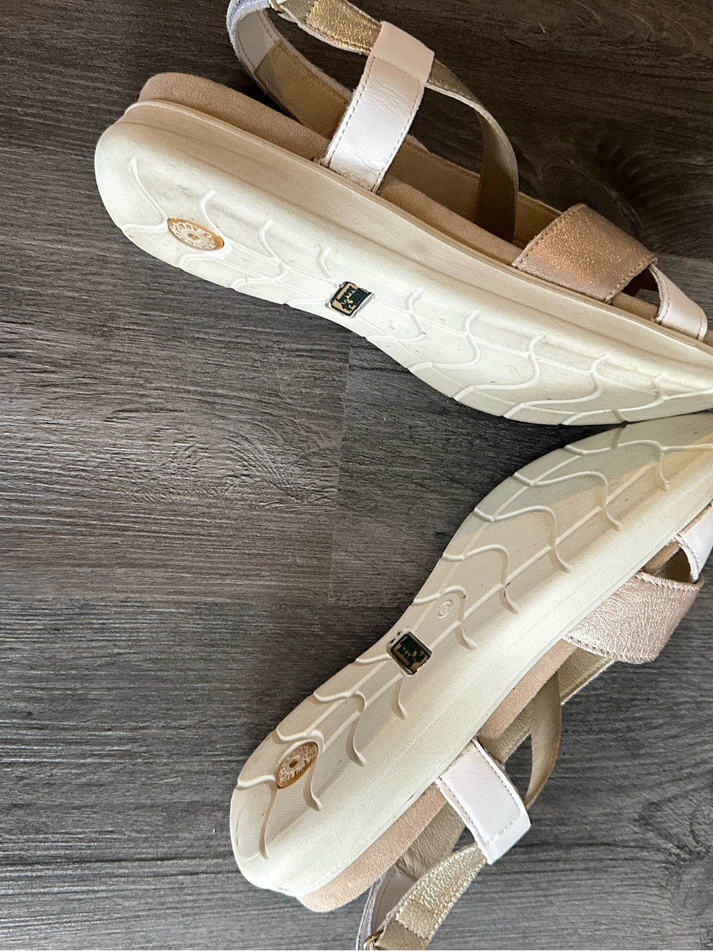 Women’s White and Gold Strappy Comfort Sandals - Picture 2 of 3